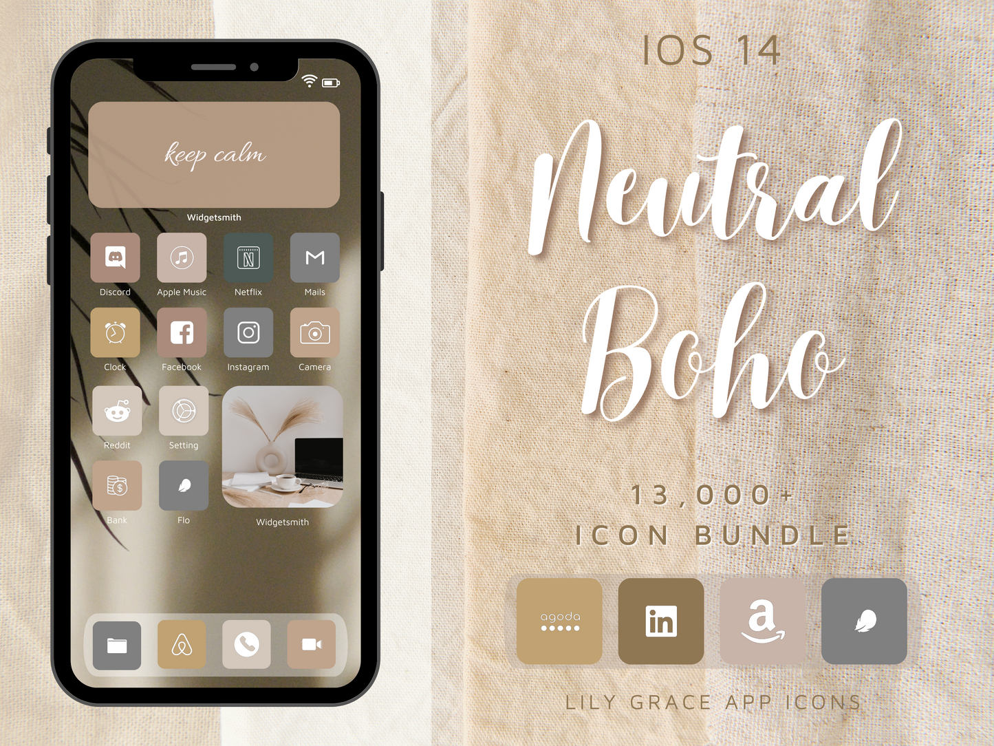 13,000 Neutral Boho App Icons